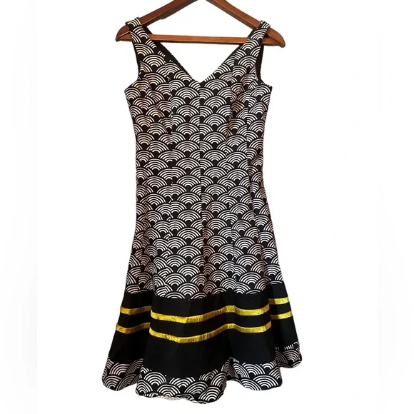 Nine West | Dresses | Nine West Black And White Sleeveless Patterned Fit  And Flare Dress | Poshmark